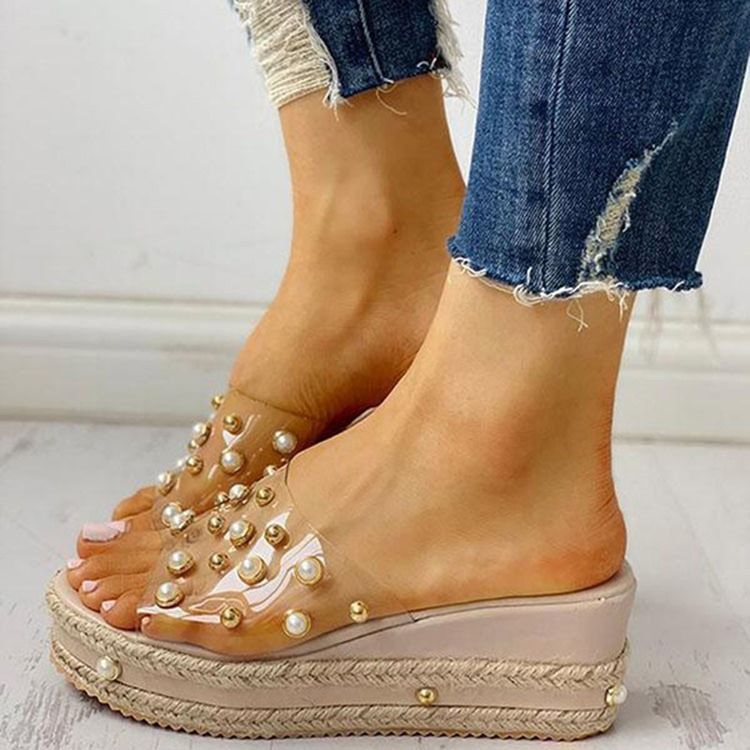 Kvinnors Pärlor Slip-on Flip Flop Sommar Tofflor