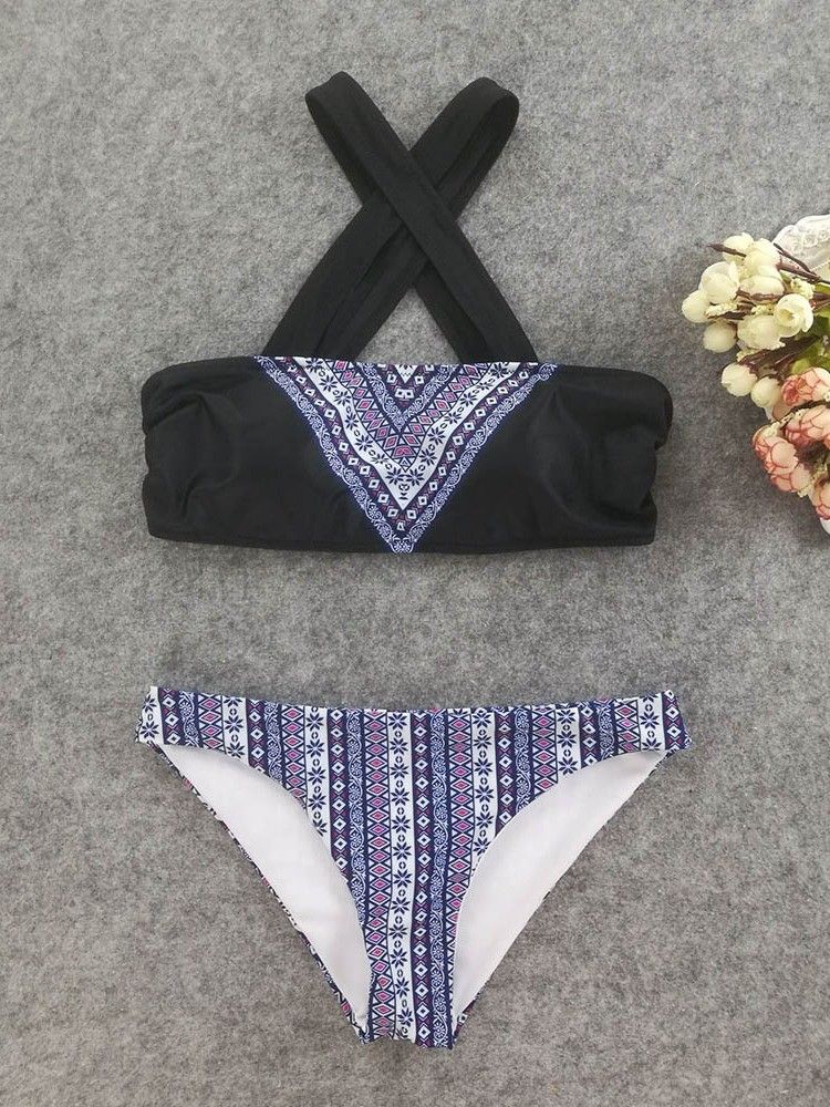Dam Print Color Block Color Block Tankini