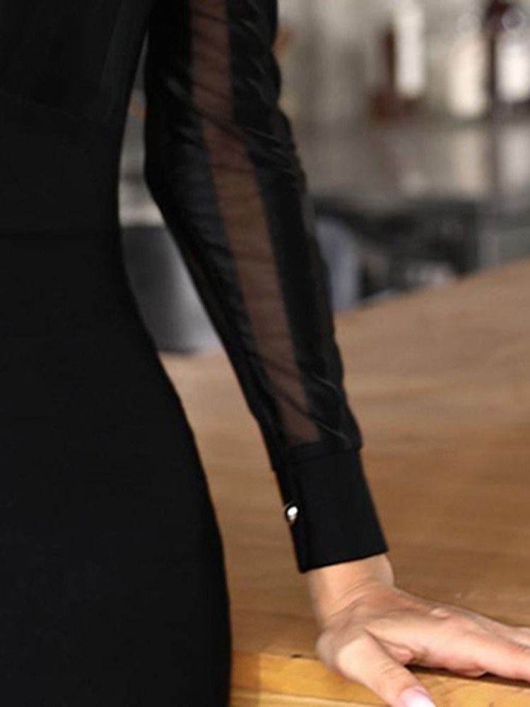 Ovanför Knäet Långärmad Omslagströja Dam Bodycon-klänning