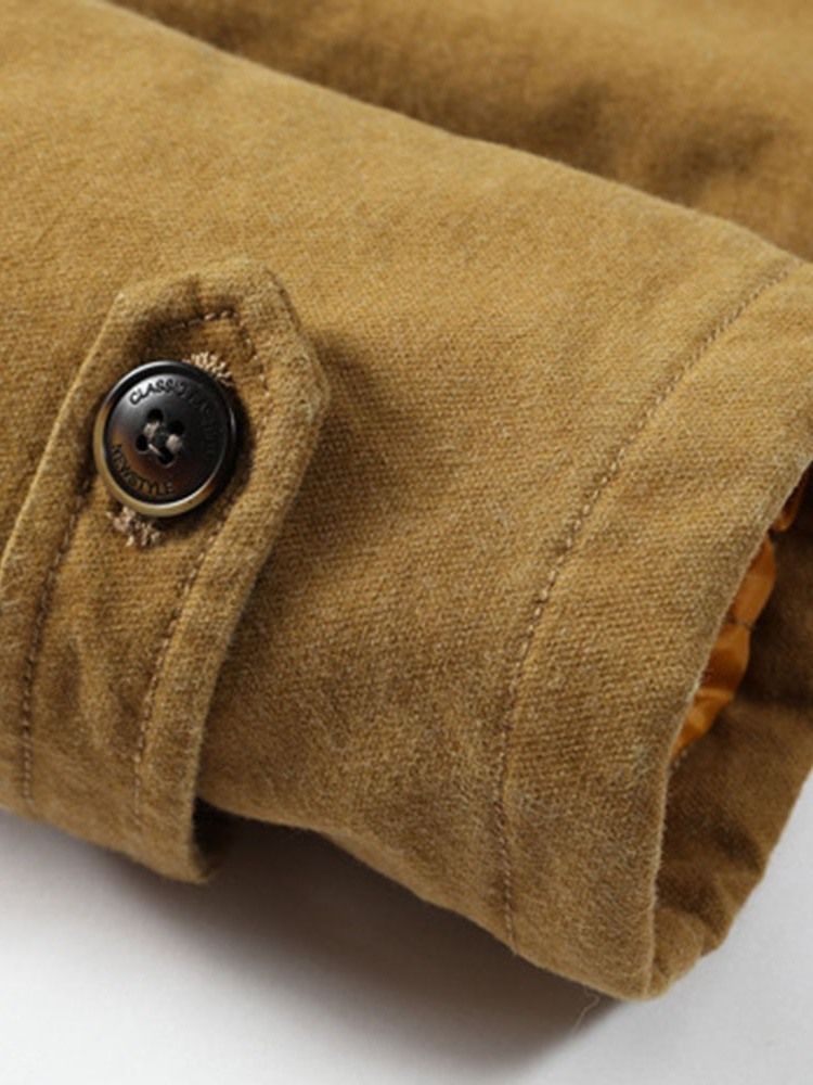 Fleece Plain Stand-krage För Vinter Enkeljacka