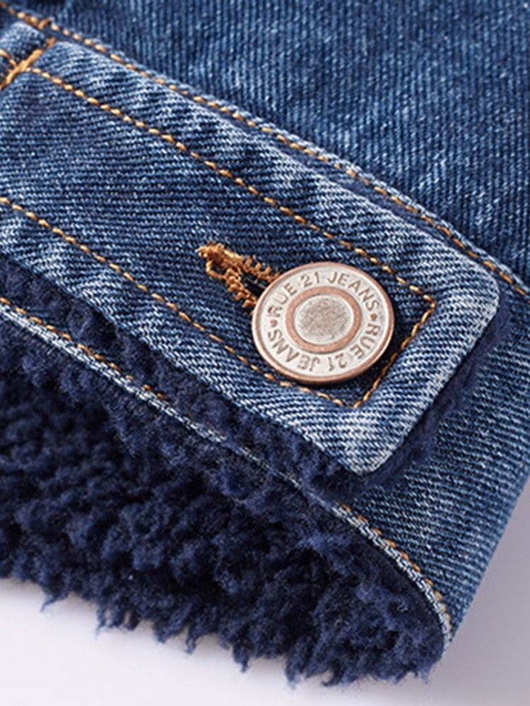 Letter Fleece Lapel Winter Casual Herrjacka