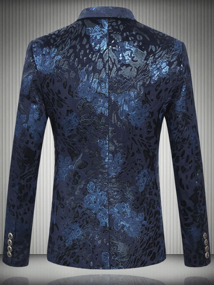 Notched Lapel Vintage Print Men's Blazer