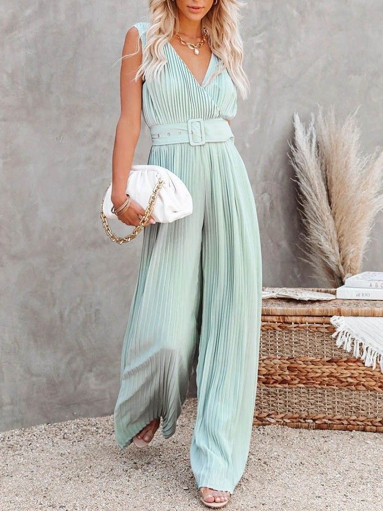 Backless Full Längd Plain Slim Straight Jumpsuit För Kvinnor