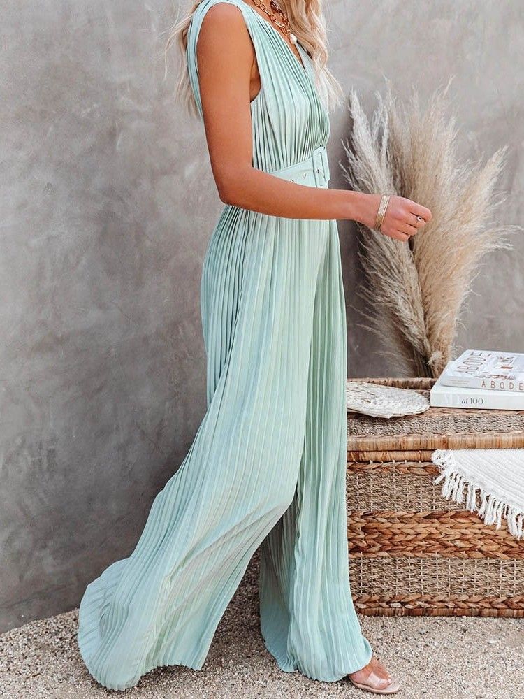 Backless Full Längd Plain Slim Straight Jumpsuit För Kvinnor
