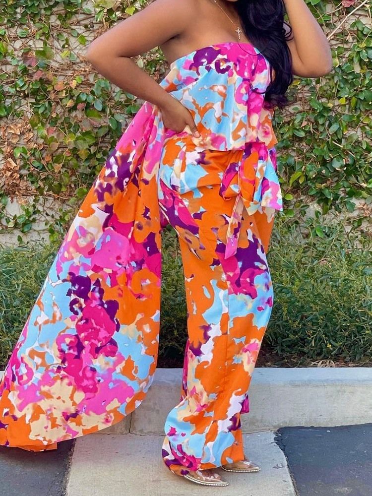 Full Längd Casual Color Block Mid Waist Slim Jumpsuit För Kvinnor