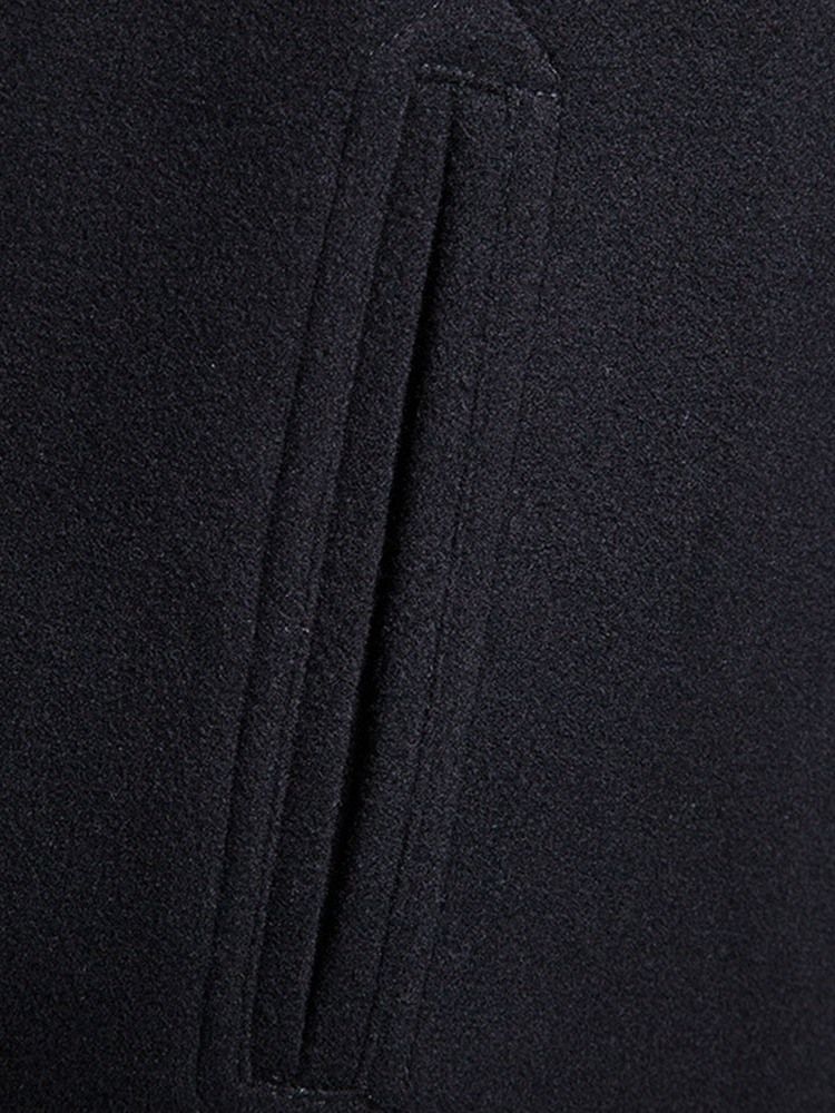 Notched Lapel Mid-length Plain Men's Winter Coat