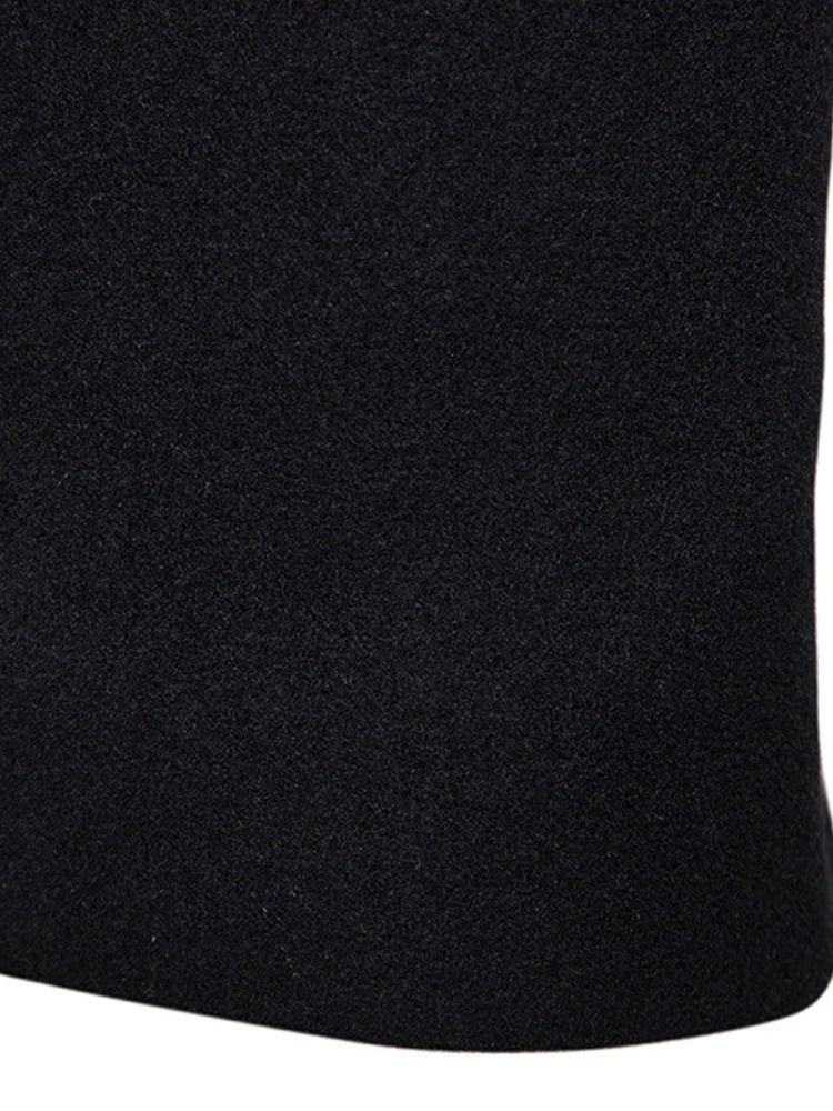 Notched Lapel Mid-length Plain Men's Winter Coat