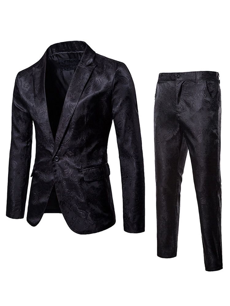 Printed One Button Blazer Pants Mens Casual Suits