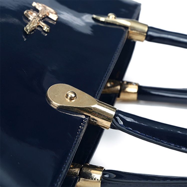 Ol Style Shiny Patent Leather Handväska