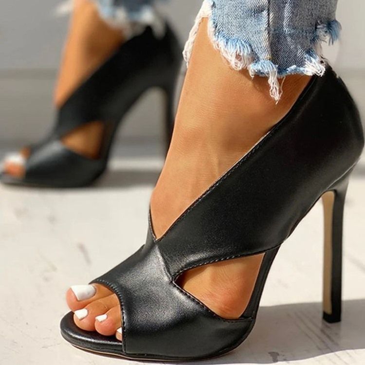 Dam Slip-on Open Toe Hollow Ultra-high Heel (≥8cm) Tunna Skor