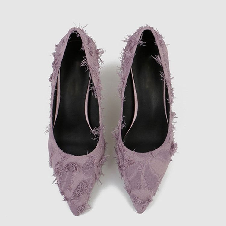 Fringe Stiletto Heel Spets Toe Dam Pumps