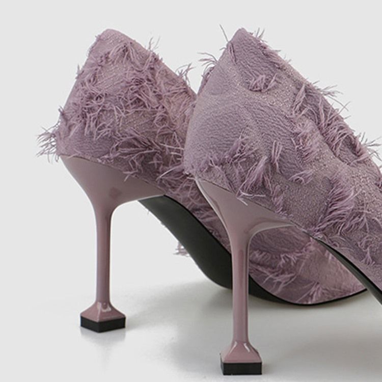 Fringe Stiletto Heel Spets Toe Dam Pumps