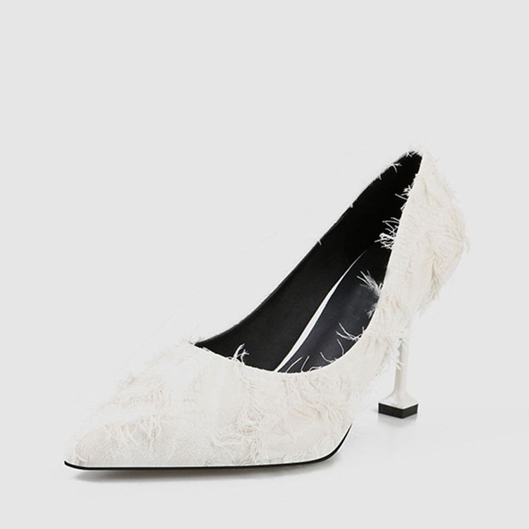 Fringe Stiletto Heel Spets Toe Dam Pumps