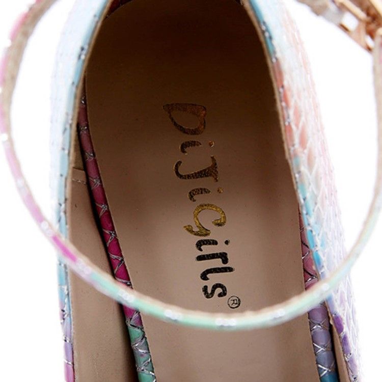 Peep Toe Buckle Stiletto Heel 16cm Thin Damskor
