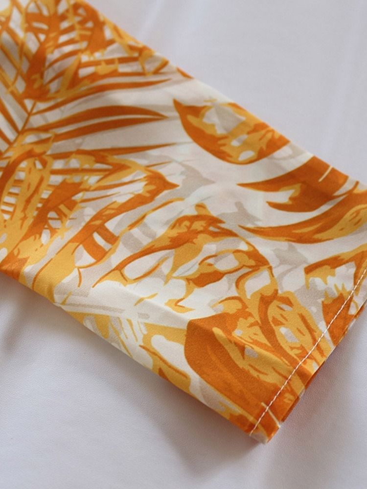 Ankel-längd Print Revers Enkel-breasted Växt Damklänning