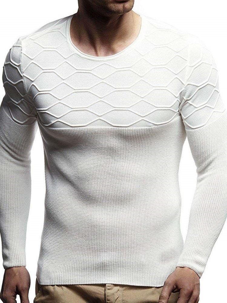 Plain Round Neck Casual Slim Herrtröja