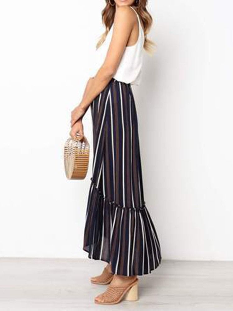 Damremsa Asymmetrisk Fotlängd Hög Midja Casual Kjol