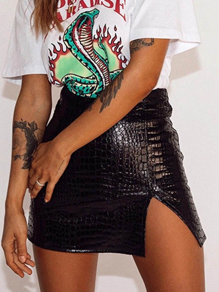 Kvinnors Split Bodycon Plain Sexig Kjol