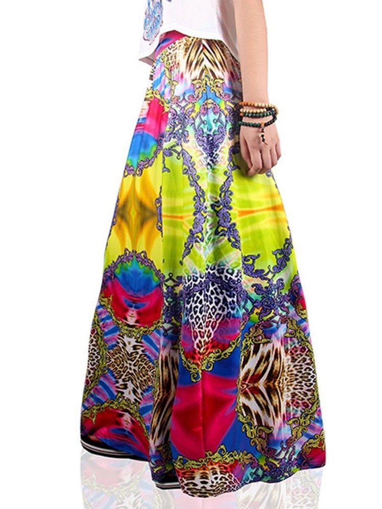 Print Floral A-line Kjol För Kvinnor