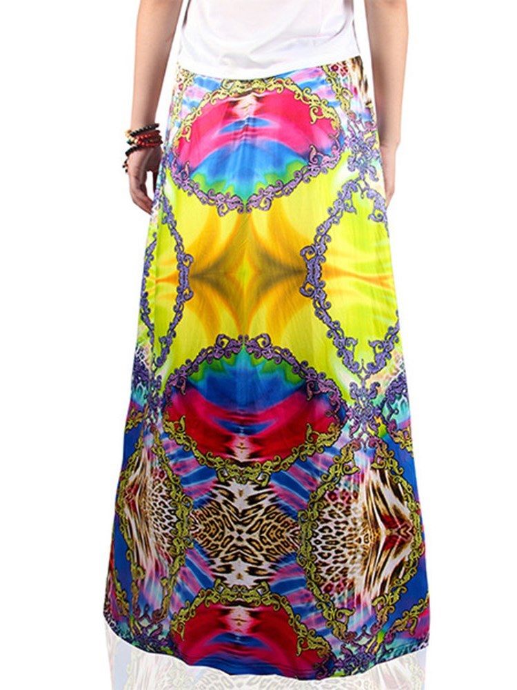 Print Floral A-line Kjol För Kvinnor