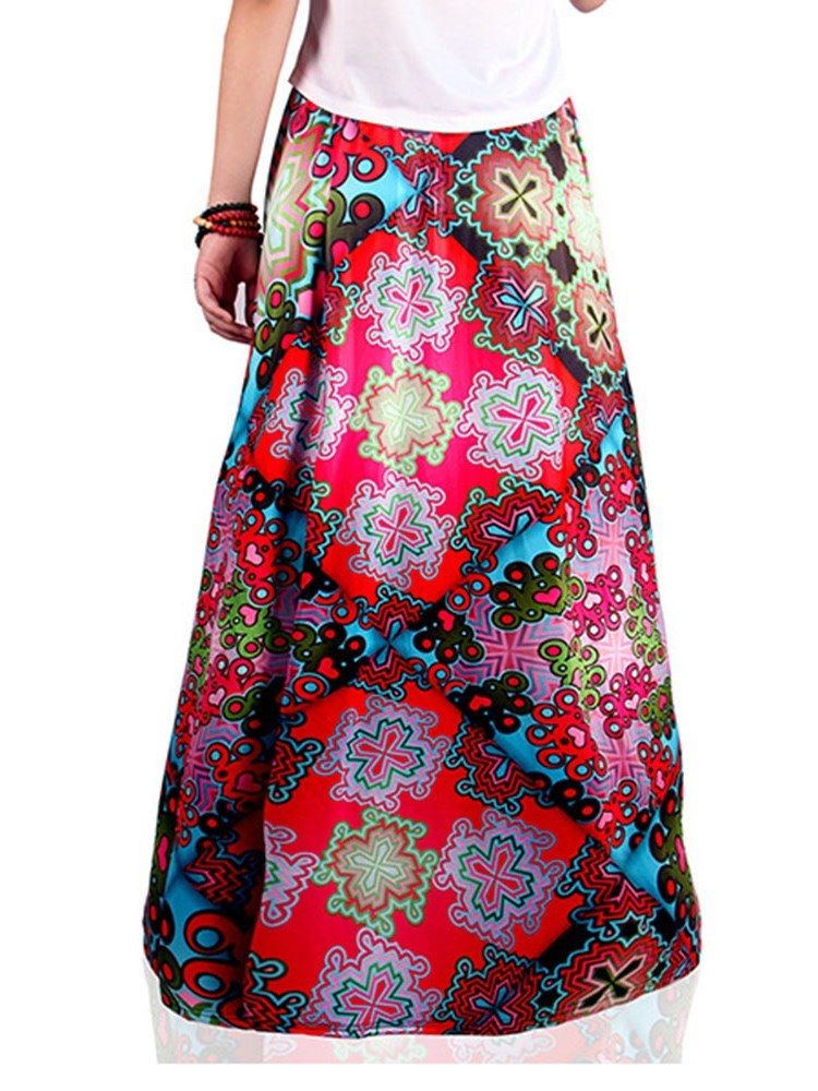 Print Floral A-line Kjol För Kvinnor