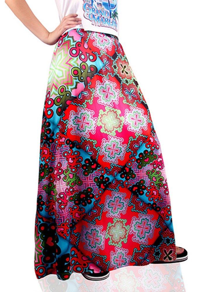 Print Floral A-line Kjol För Kvinnor