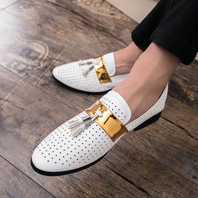 Hollow Fringe Color Block Slip-on Oxfords För Män