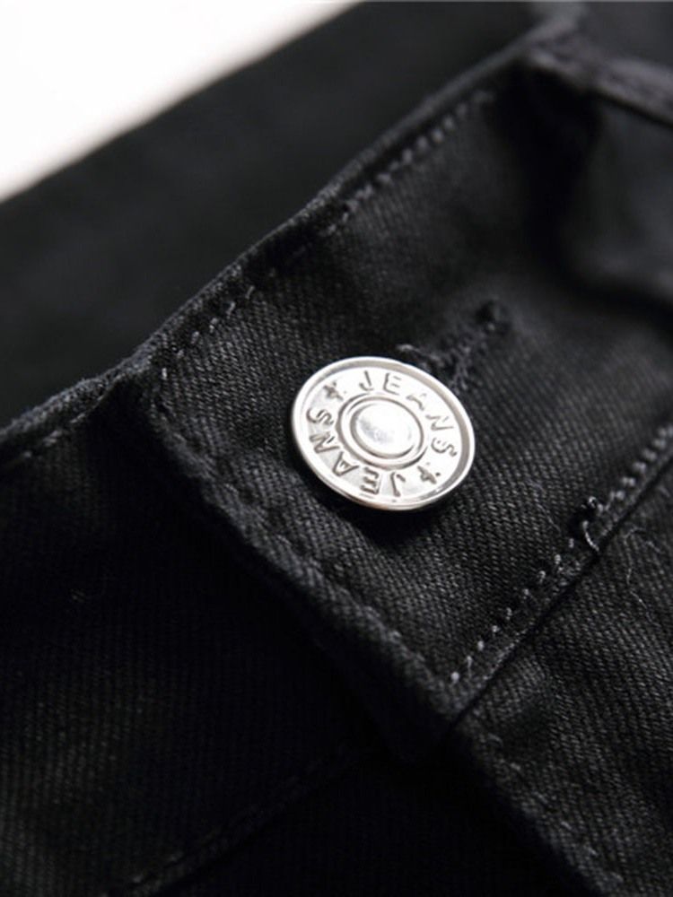 Print Letter Zipper European Men's Jeans