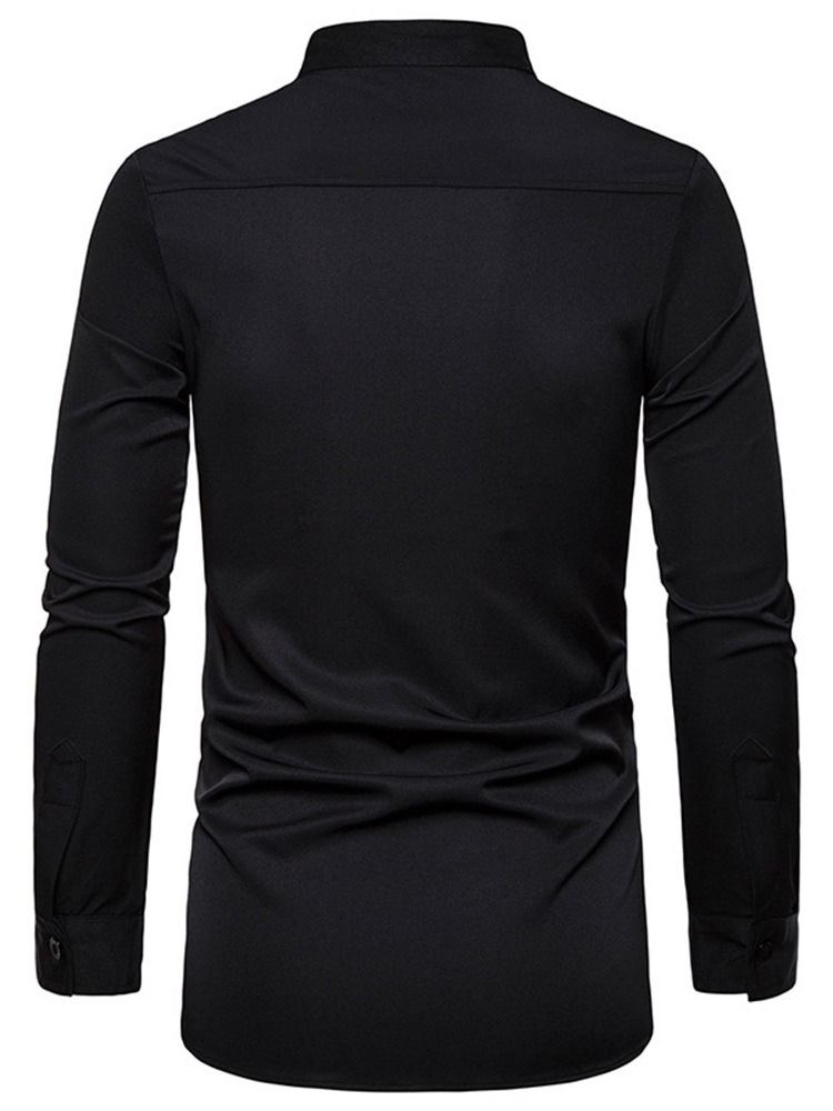 Geometrisk Stativkrage Casual Slim Slim-skjorta För Män