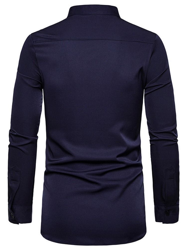 Geometrisk Stativkrage Casual Slim Slim-skjorta För Män
