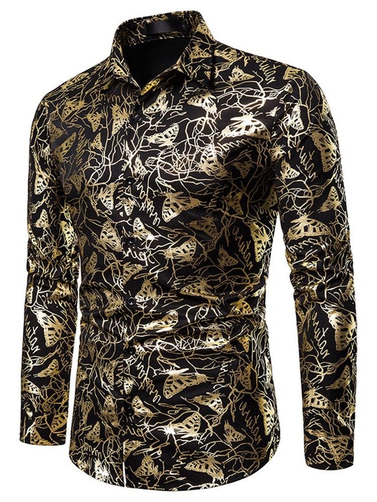 Print Animal Lapel Enkelbredd Herrskjorta