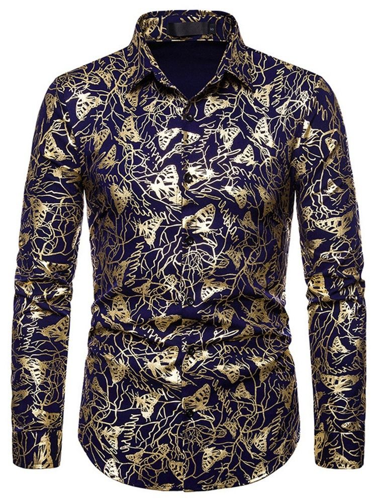 Print Animal Lapel Enkelbredd Herrskjorta