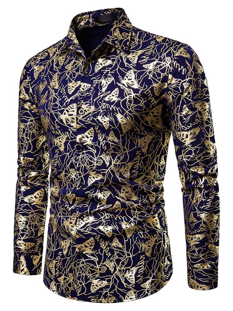 Print Animal Lapel Enkelbredd Herrskjorta