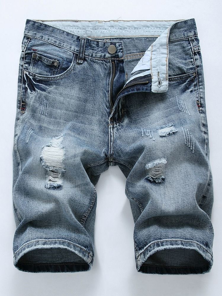 Hole European Mid Waist Denim Shorts För Män