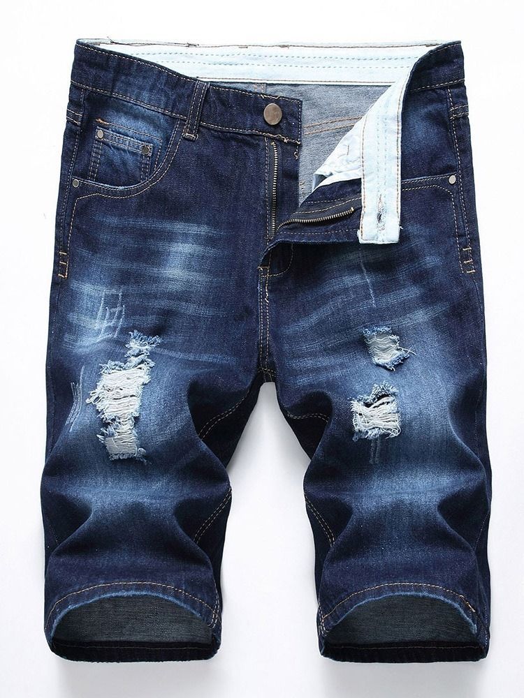 Hole European Mid Waist Denim Shorts För Män
