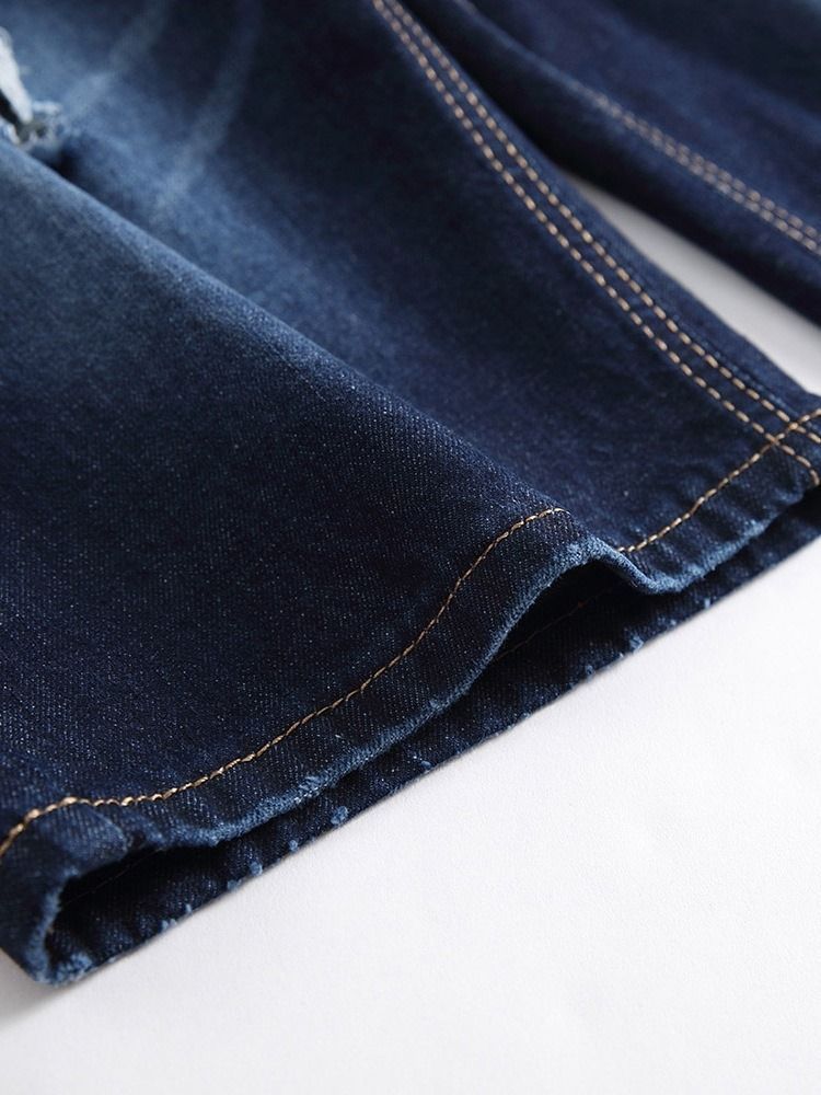 Hole European Mid Waist Denim Shorts För Män
