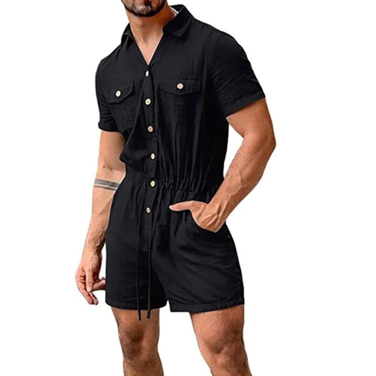 Plain Pocket Shorts För Män Jumpsuits Overalls