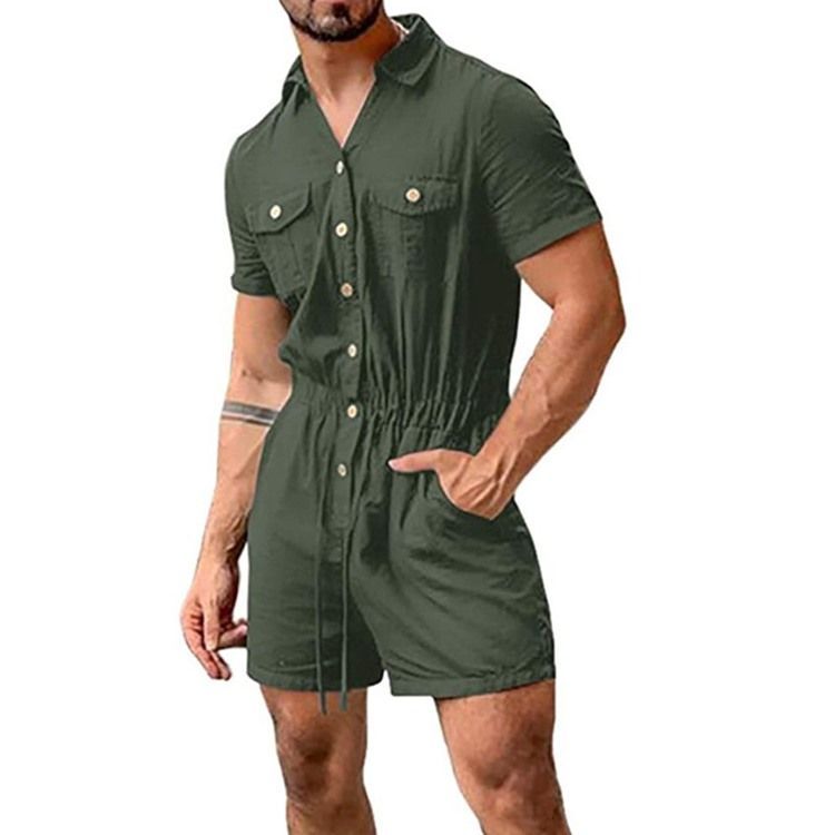 Plain Pocket Shorts För Män Jumpsuits Overalls