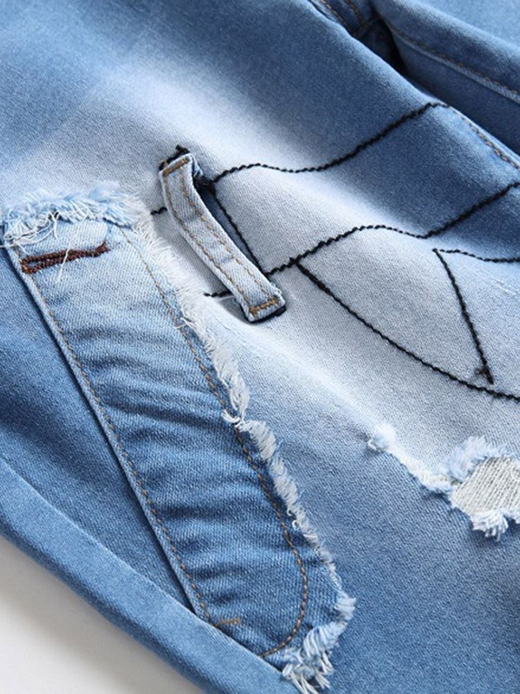 Straight Gradient Patchwork Zipper Men's Jeans