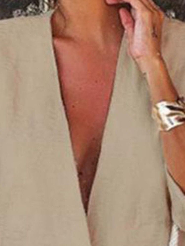 Kvinnor Med En Knapp Vanligt Långärmad Midellång Casual Blazer