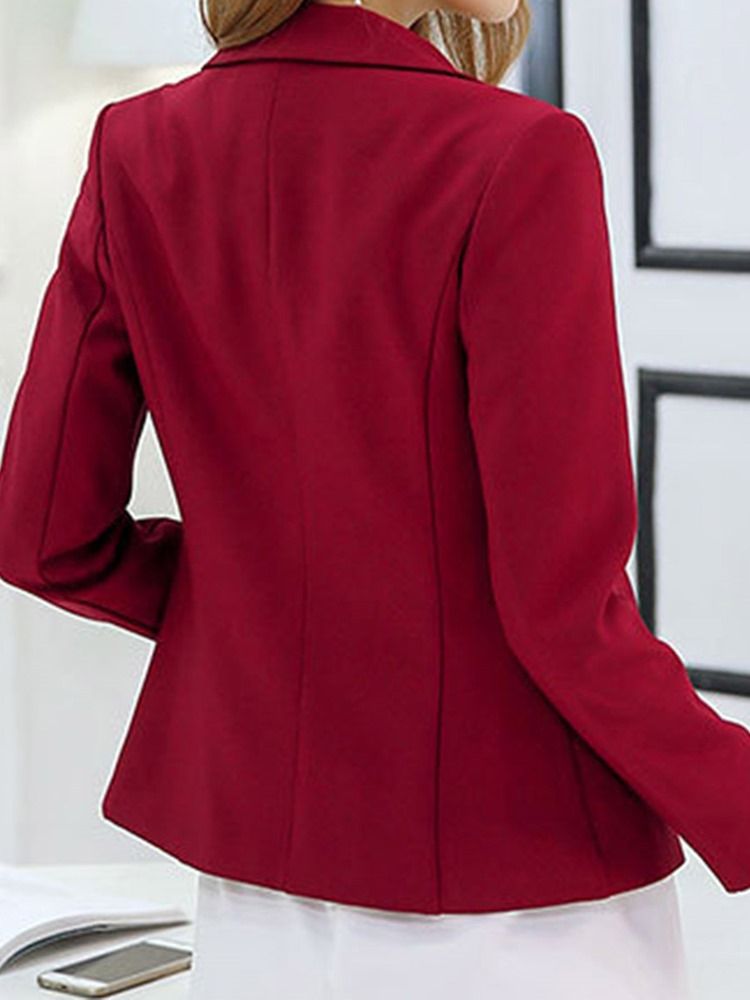 Plain Slim Blazer För Kvinnor