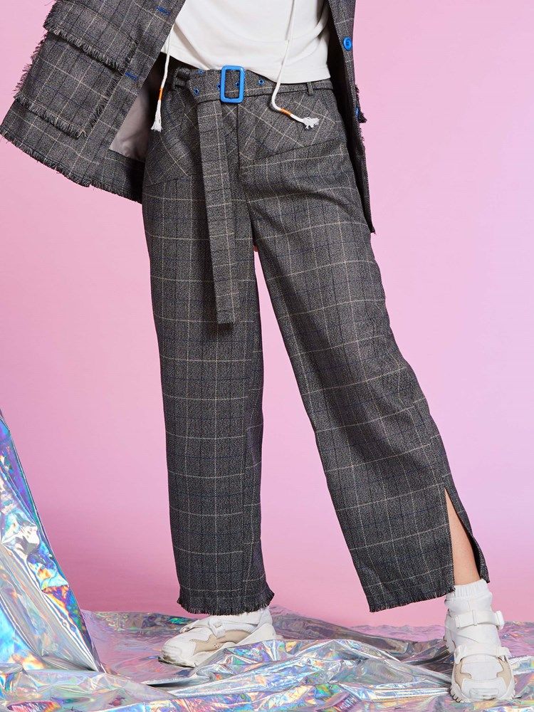 Loose Plaid Ankle Length Dambyxor