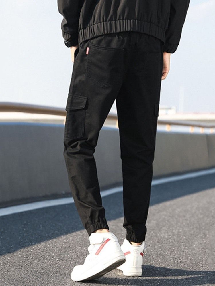 Pocket Overall Lace-up Style Casual Byxor För Män